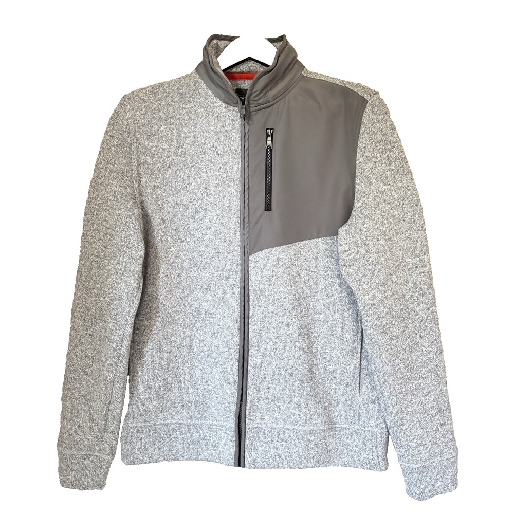 Banana Republic Mens L Gray Full Zip Sweater Fleece Jacket Mock Neck Softshell